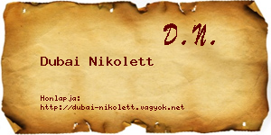 Dubai Nikolett névjegykártya