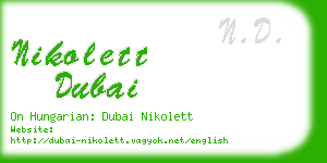nikolett dubai business card